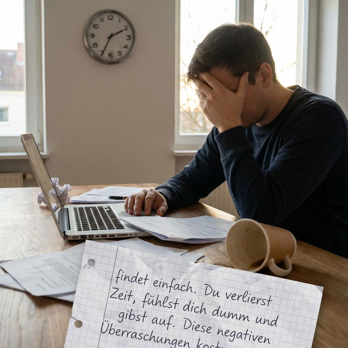 Person ist frustriert über unerwartetes Verhalten in einer App