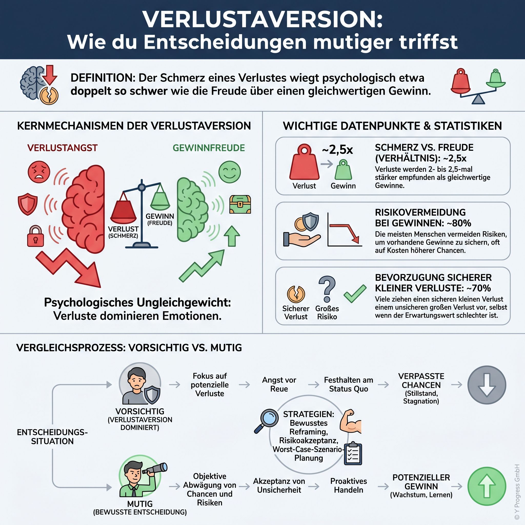 Erstelle eine professionelle Infografik über Verlustaversion für den Artikel 